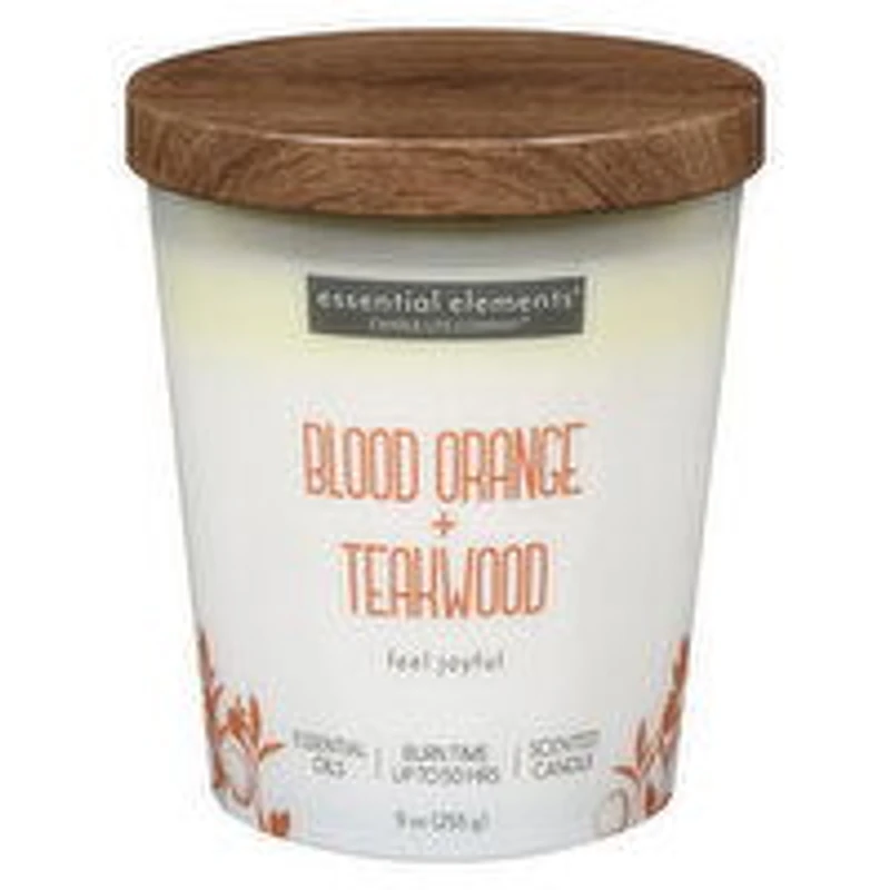 Candle Lite - Essential Elements Blood Orange + Teakwood Jar Candle with wood lid, 1 Each