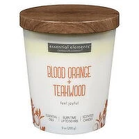 Candle Lite - Essential Elements Blood Orange + Teakwood Jar Candle with wood lid, 1 Each