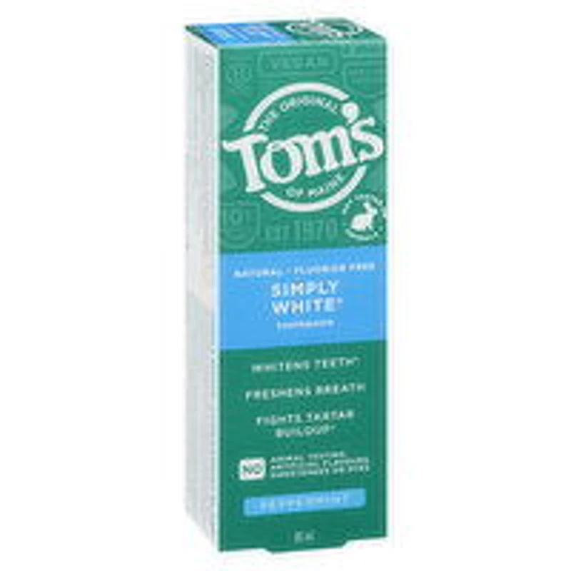 Tom's Of Maine - Simply White Toothpaste - Peppermint Menthol, 85 Millilitre