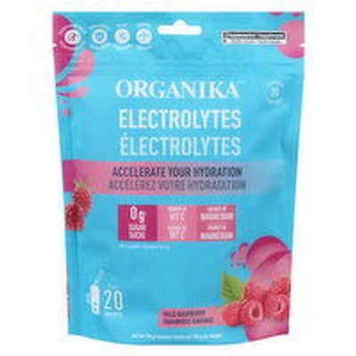 Organika - Electrolytes Powder Sachets, Wild Raspberry - 20 Pack, 70 Gram