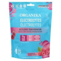 Organika - Electrolytes Powder Sachets, Wild Raspberry - 20 Pack, 70 Gram