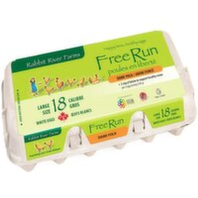 Rabbit River Farms - Free Run Dark Yolk White Eggs, 18 Each