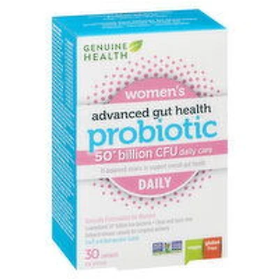 GENUINE HEALTH - Women's Advanced Gut Health Probiotic, 50 Billion CFU Capsules, Daily, 30 Each