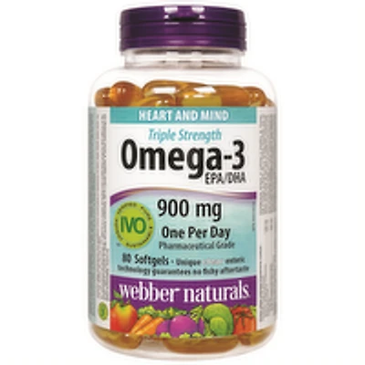 Webber Naturals - Omega 3 Capsules 900mg, 80 Each