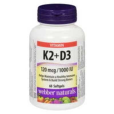 Webber Naturals - Webber Vitamin K2 120mcg D3 1000Iu, 60 Each