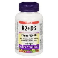 Webber Naturals - Webber Vitamin K2 120mcg D3 1000Iu, 60 Each