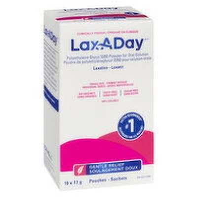 Lax A Day - Laxative Powder - Polyethylene Glycol 3350, 10 Each