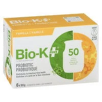 BIO-K+ - Fremented Milk Vanilla, 6 Each
