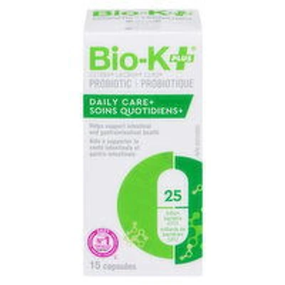 BIO-K+ - Probiotic 25 Billion Bacteria, Daily Care+ 15 Capsules, 15 Each