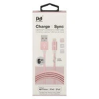 Pdi - Lightning Connector to USB Cable, Pink, 1 Each