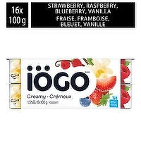 Iogo - Strawberry, Raspberry, Blueberry, Vanilla Yogurt Cups 1.5%, 16 Each