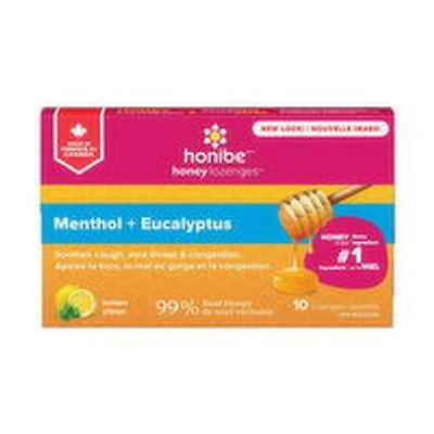 Honibe - Honey Lozenges Lemon w/ Menthol, Eucalyptus, 10 Each