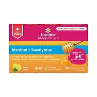 Honibe - Honey Lozenges Lemon w/ Menthol, Eucalyptus, 10 Each