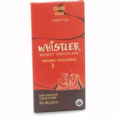 Whistler - Organic Dark Chocolate Bar 72% Cocoa, 80 Gram