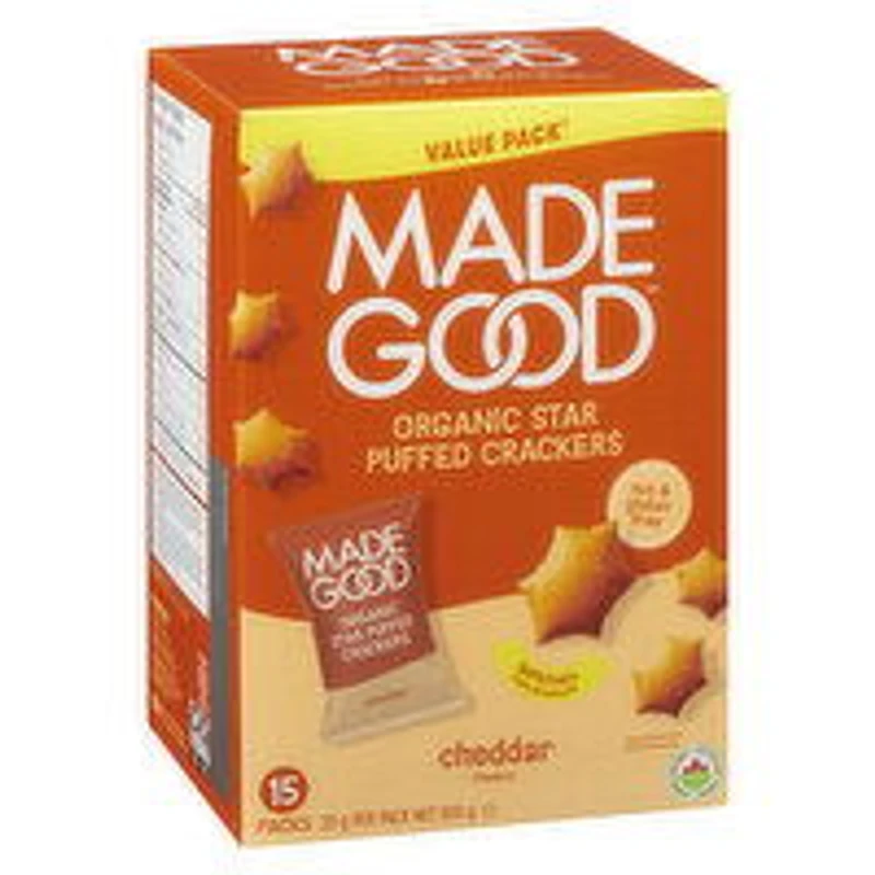 MADE GOOD - Star Puffed Crackers, Cheddar 15 Pack, 300 Gram