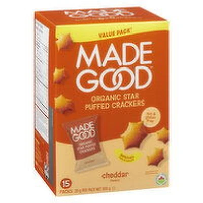 MADE GOOD - Star Puffed Crackers, Cheddar 15 Pack, 300 Gram