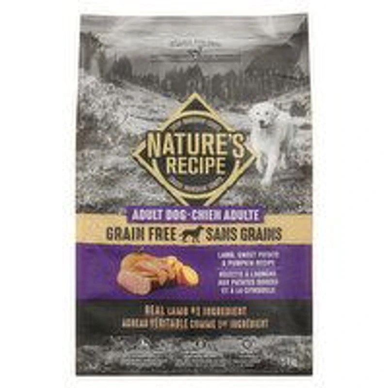 NATURES RECIPE - Grain Free Natural Dog Food Adult Dog Lamb, Sweet Potato & Pumpkin Recipe, 5.4 Kilogram