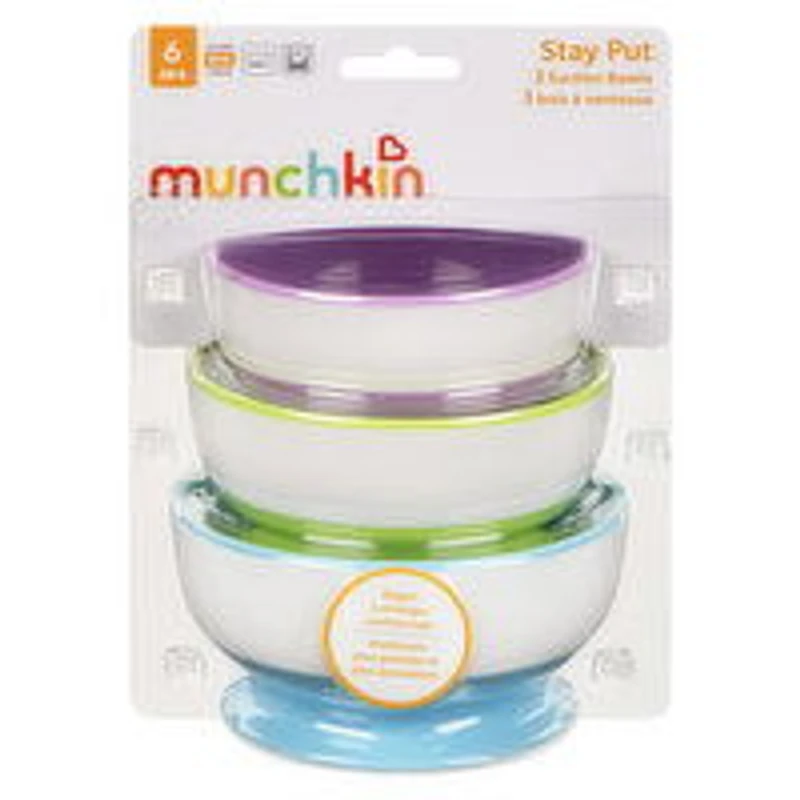 Munchkin - Stay Put Suction Bowls - 6+ Months, 3 Each