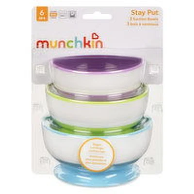 Munchkin - Stay Put Suction Bowls - 6+ Months, 3 Each