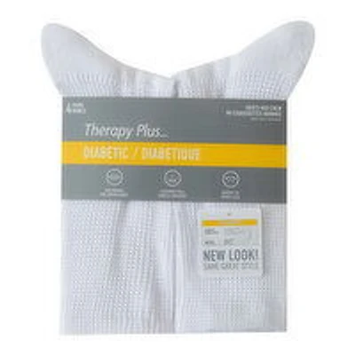 Therapy Plus - Men's Diabetic Half Crew Socks, White 4 Pairs Size 10-13, 1 Each