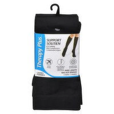 Therapy Plus - Ladies Knee High Socks, 2 Pairs Black - Size 6-10, 1 Each