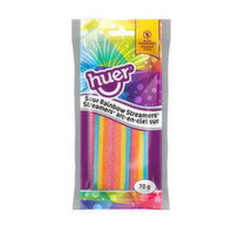 Huer - Sour Rainbow Streamers, 70 Gram