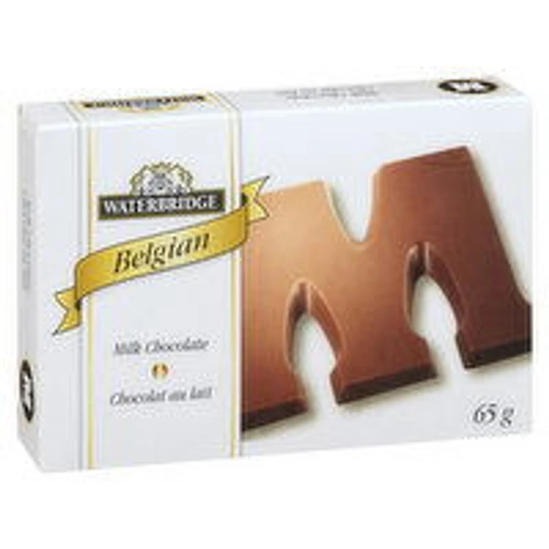 WATERBRIDGE - Belgian Milk Chocolate - Letters, 65 Gram