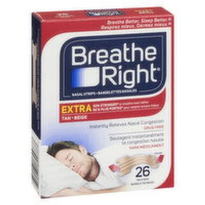 Breathe Right - Extra Tan Nasal Strips, 26 Each
