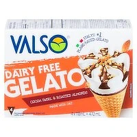 Valso - Dairy Free Gelato Cocoa Swirl & Roasted Almonds Cone, 4 Each