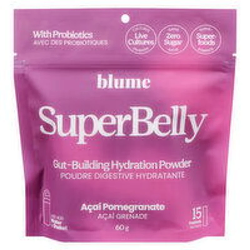 Blume - SuperBelly Acai Pomegranate Gut Building Hydration Powder, 15 Pouches, 60 Gram