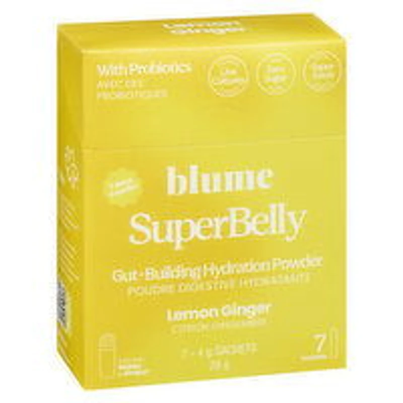 Blume - SuperBelly Gut-Building Hydration Packets, Lemon Ginger - 7 Pack, 28 Gram