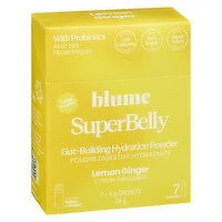 Blume - SuperBelly Gut-Building Hydration Packets, Lemon Ginger - 7 Pack, 28 Gram