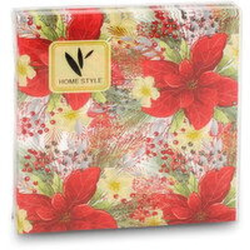 Homestyle - Cocktail Napkins, Red Flowers, 20 Pack, 1 Each