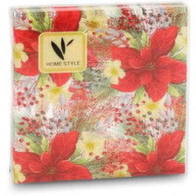 Homestyle - Cocktail Napkins, Red Flowers, 20 Pack, 1 Each