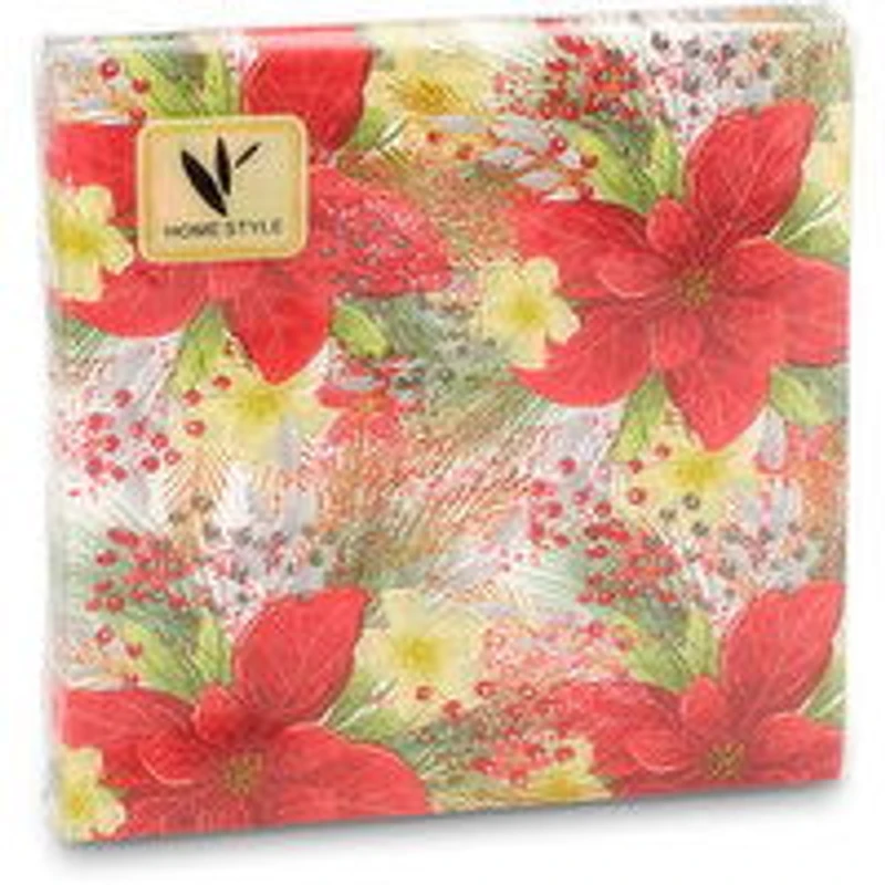 Homestyle - Lunch Napkins, Red Flowers, 20 Pack, 1 Each