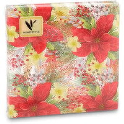 Homestyle - Lunch Napkins, Red Flowers, 20 Pack, 1 Each