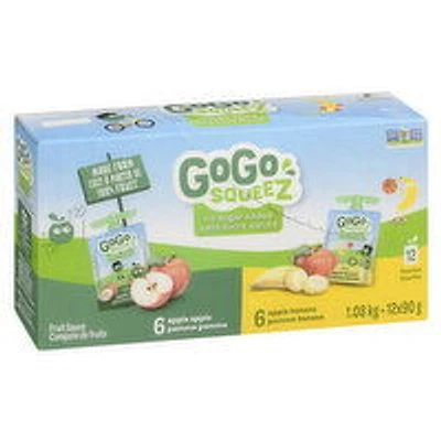 Gogo Squeez - Fruit Sauce, Apple Apple & Apple Banana, 12 Each