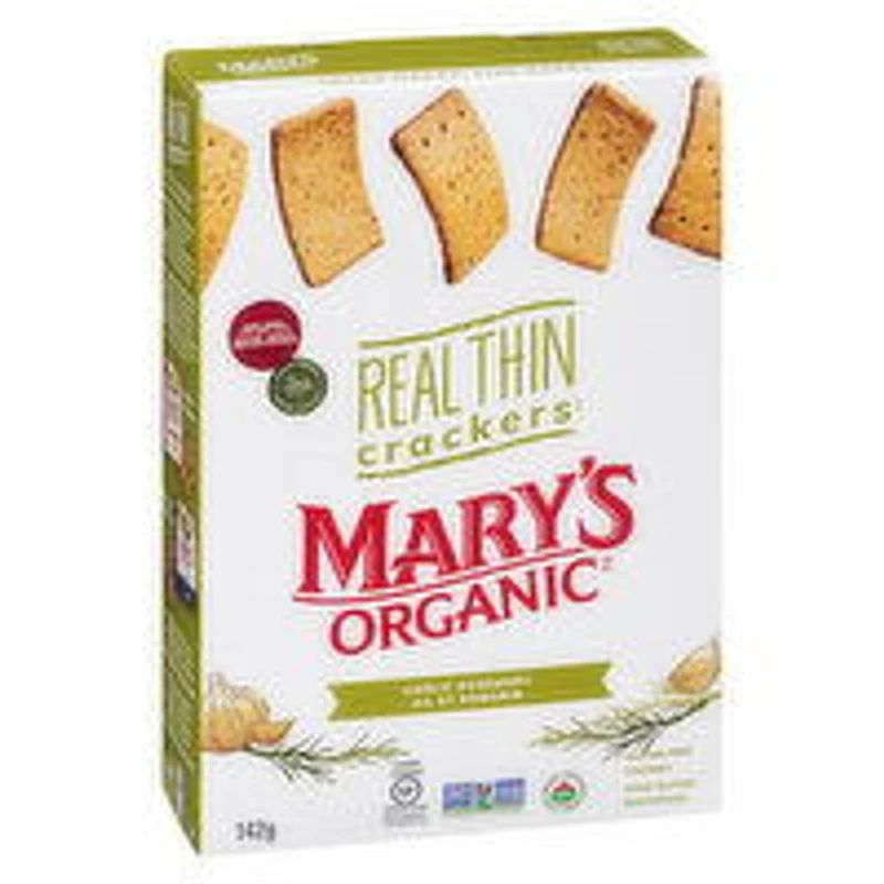 Mary's Organic - Real Thin Crackers - Garlic Rosemary, 142 Gram