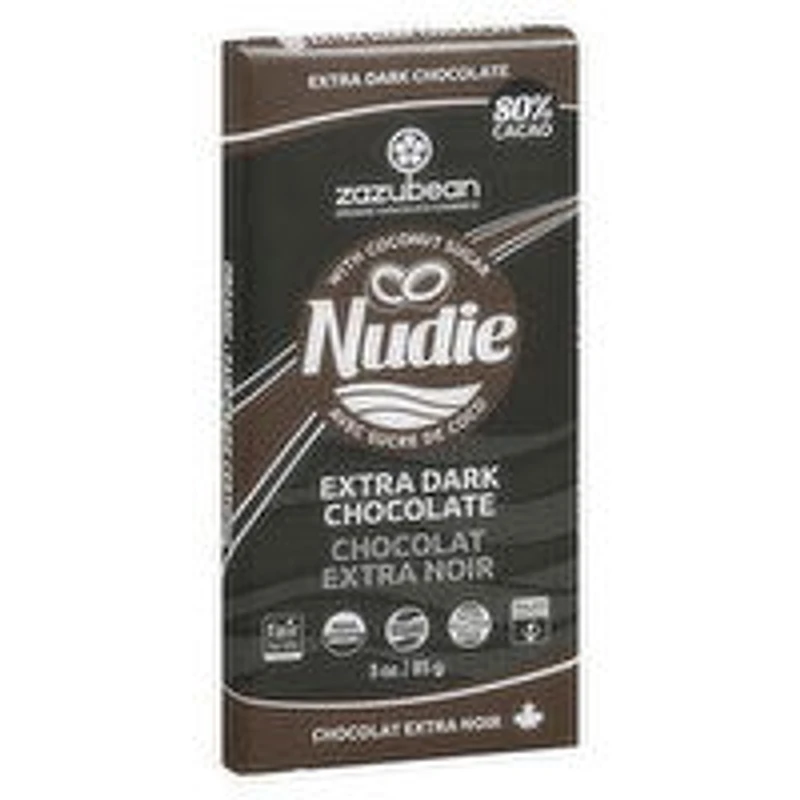 zazubean - Organic Nudie Extra Dark Chocolate Bar, 85 Gram
