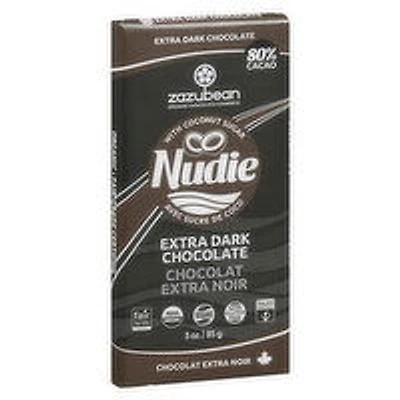 zazubean - Organic Nudie Extra Dark Chocolate Bar, 85 Gram