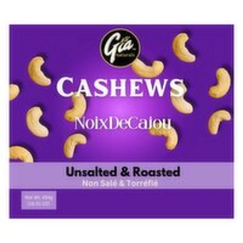 Gia Naturals - Unsalted Roasted Cashews, 454 Gram