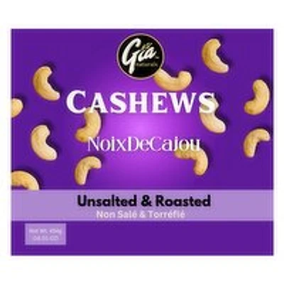 Gia Naturals - Unsalted Roasted Cashews, 454 Gram