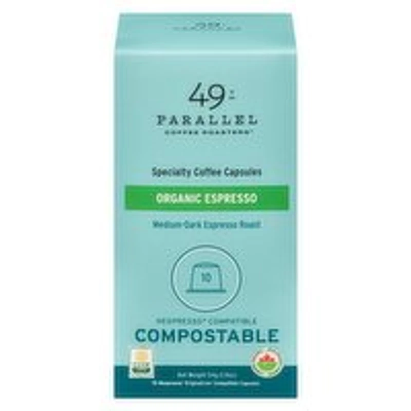 49th Parallel - Coffee Org Espresso Capsules, 10 Each