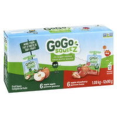 Gogo Squeez - Fruit Sauce, Apple & Apple Strawberry, 12 Each