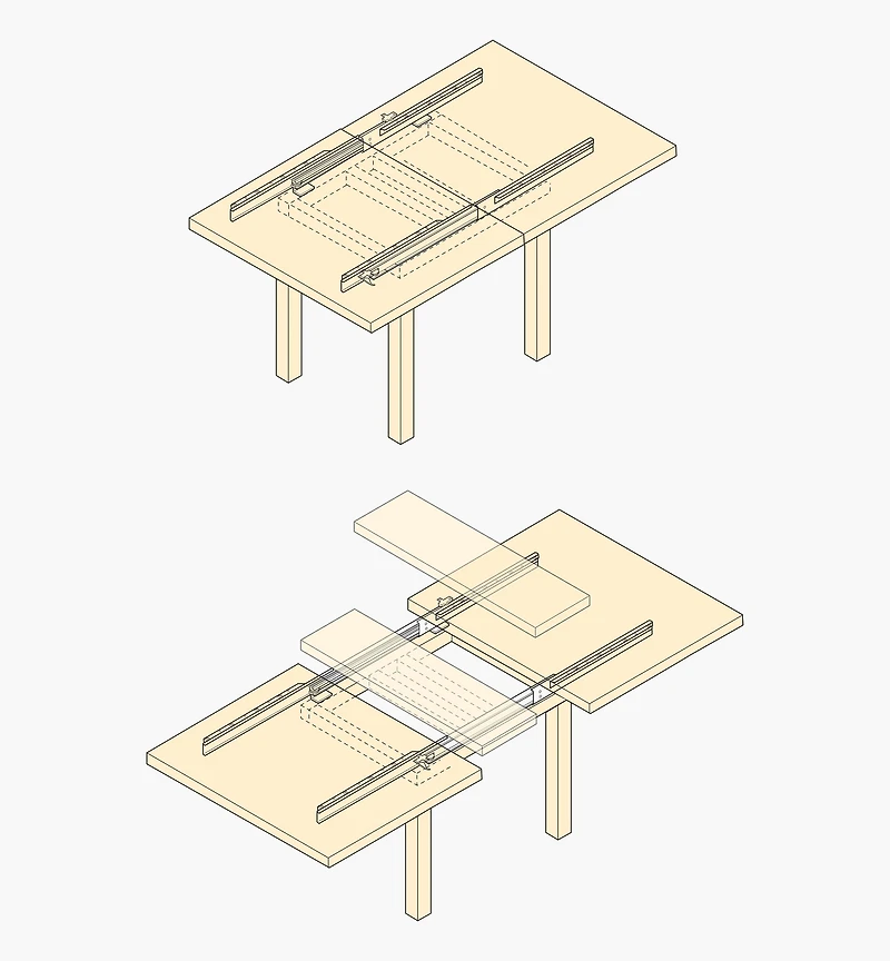 Bottom-Mount Table Slides