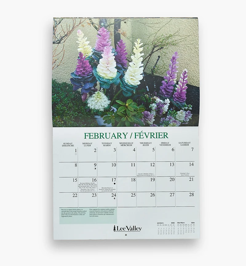 Calendrier de 16 mois Lee Valley – Jardinage