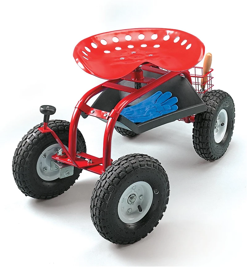 Steerable Rolling Seat with Tool Tray