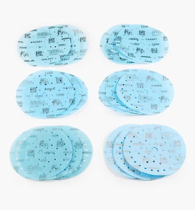 18-Pc. Sample Pack of Mirka 6" Fine Galaxy Multifit Grip Discs