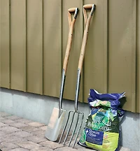 Ensemble de bêche et fourche à bêcher ergonomiques à manche en frêne