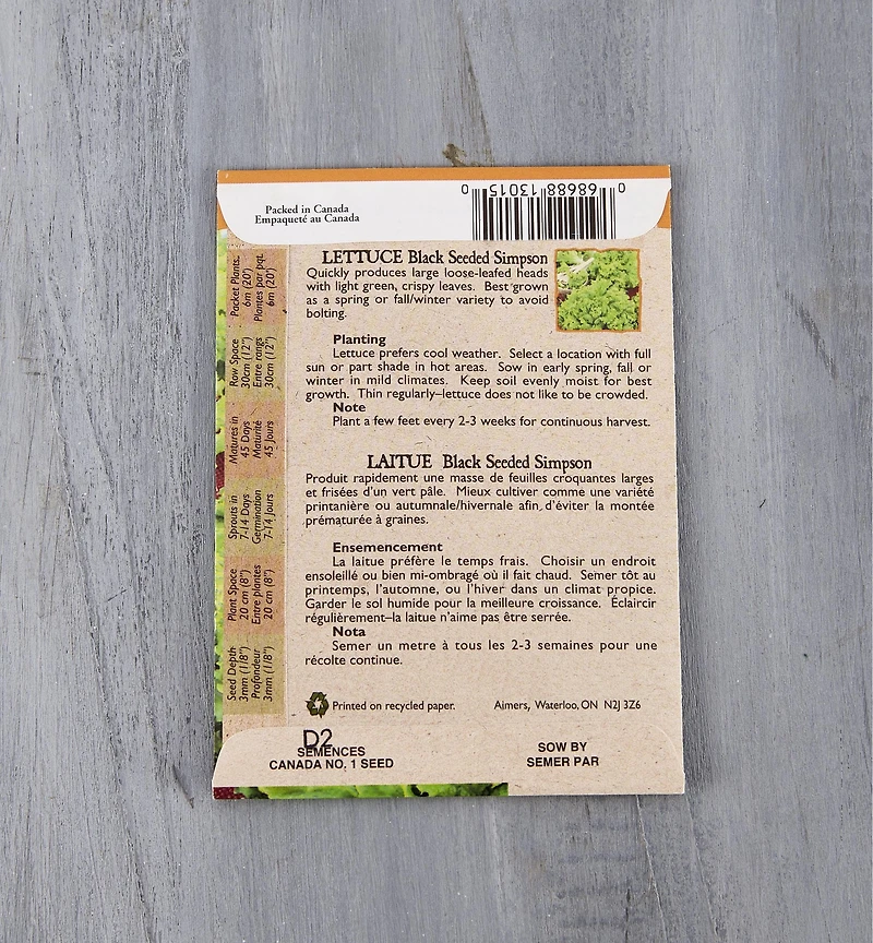 OSC Organic Vegetable Seed Packets